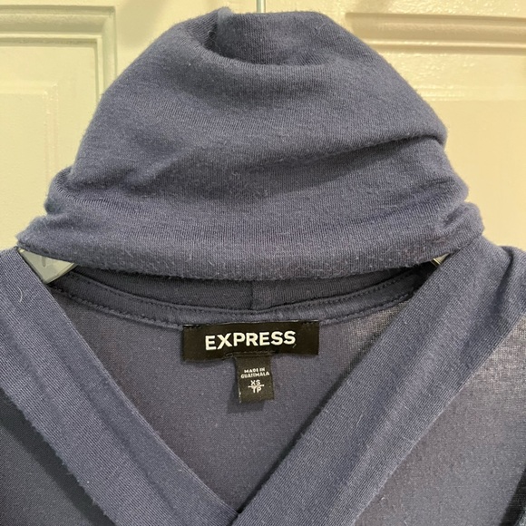 Express Blue turtleneck crisscross V neck top- XS - Picture 4 of 5